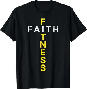 Gym Faith Fitness Cross Christian Workout Exercise Women Men T-Shirt