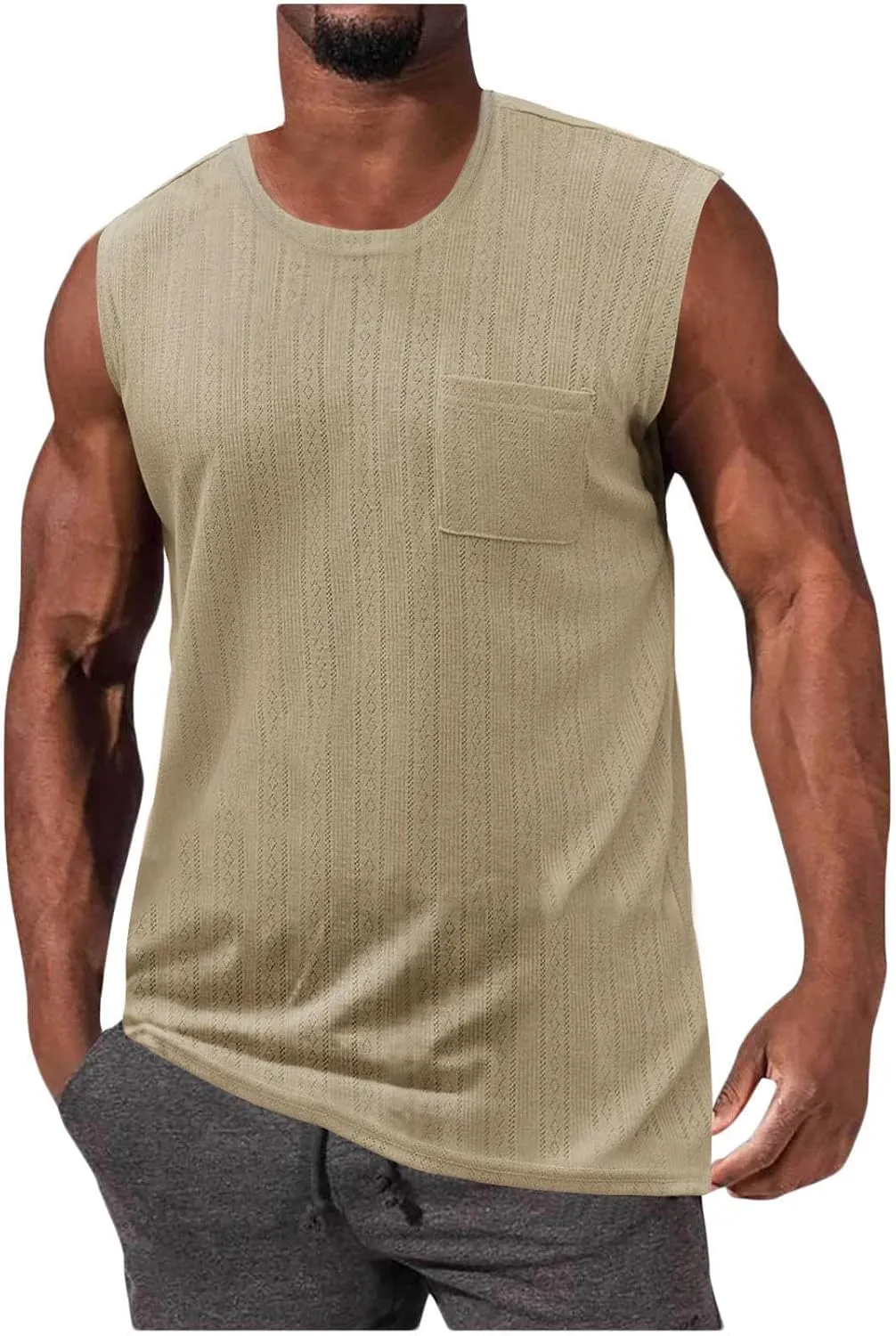 Gym Tan Tops for Men Knit Cotton Sleeveless T Shirt Summer Muscle Athletic Quick Dry Tank Top Casual Loose Shirt