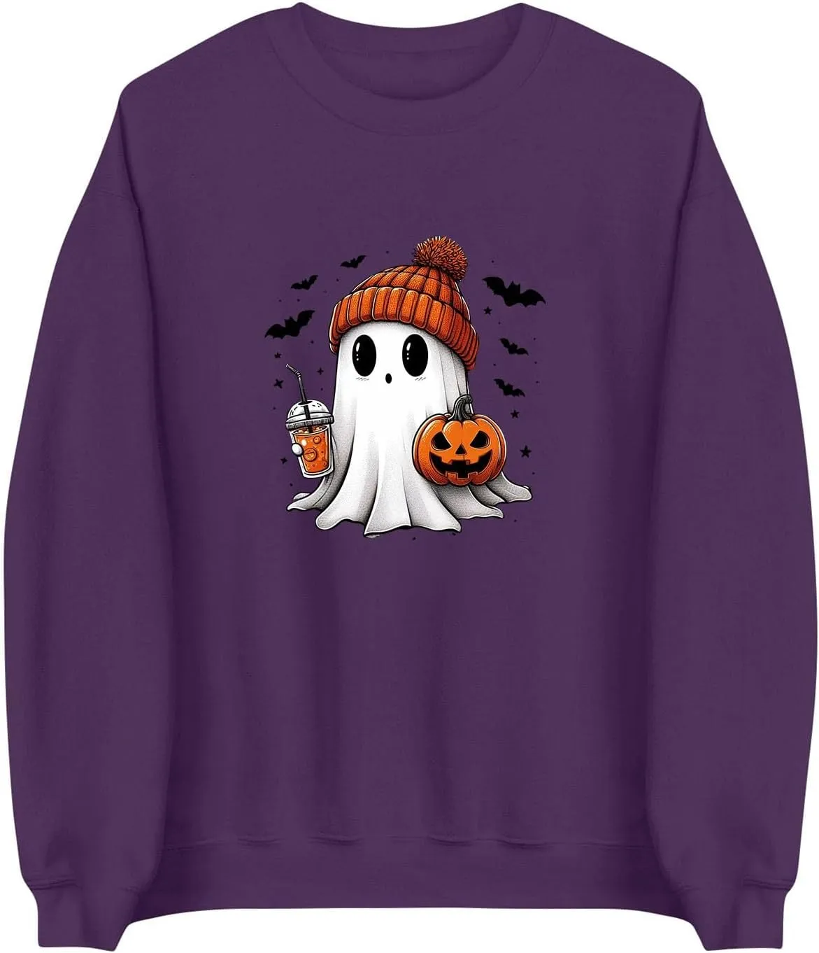 Halloween Sweatshirt for Women Cute Ghost Graphic Pullover Tops Funny Novelty Pumpkin Print Crewneck Sweatshirts