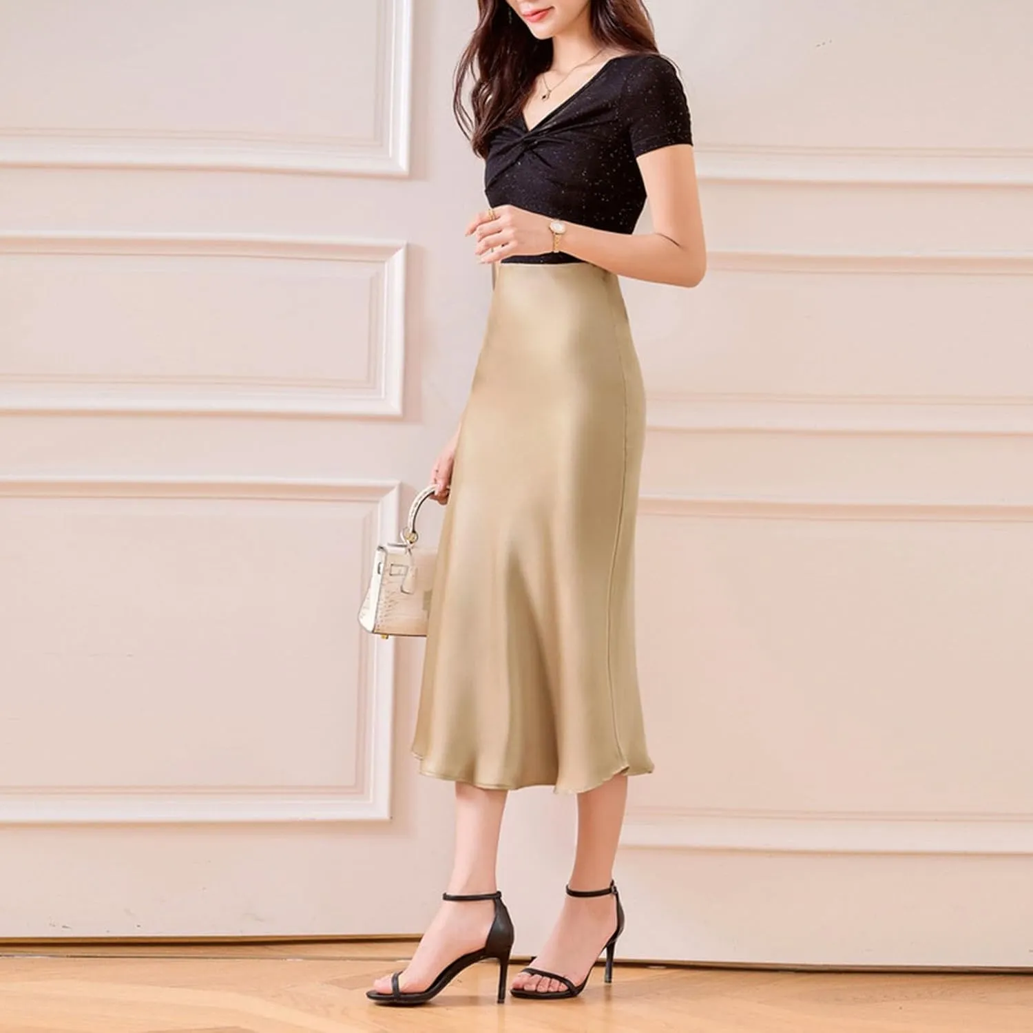 High Waist Ruffled Fishtail Bodycon Maxi Long Skirt for Women Low Rise Sexy Ruched Casual Elastic Waistband