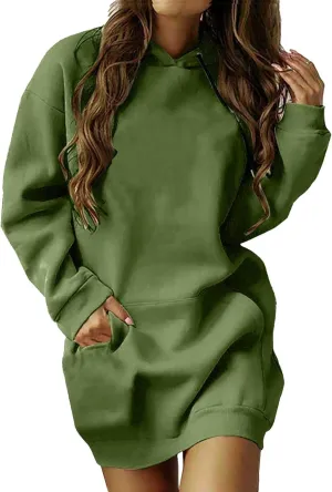 Hoodie Dress for Women Oversized Hoodies for Women Plus Size Casual Crewneck Long Sleeve Pullover with Pockets