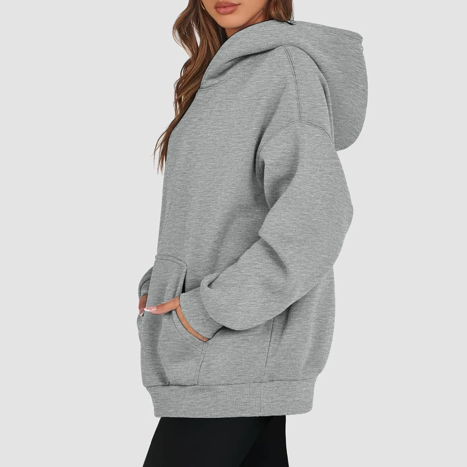 Hoodies For Women, Long Sleeve Oversized Fall Fashion Pullover Tops Casual Holiday Plain Sweatshirts With Pockets