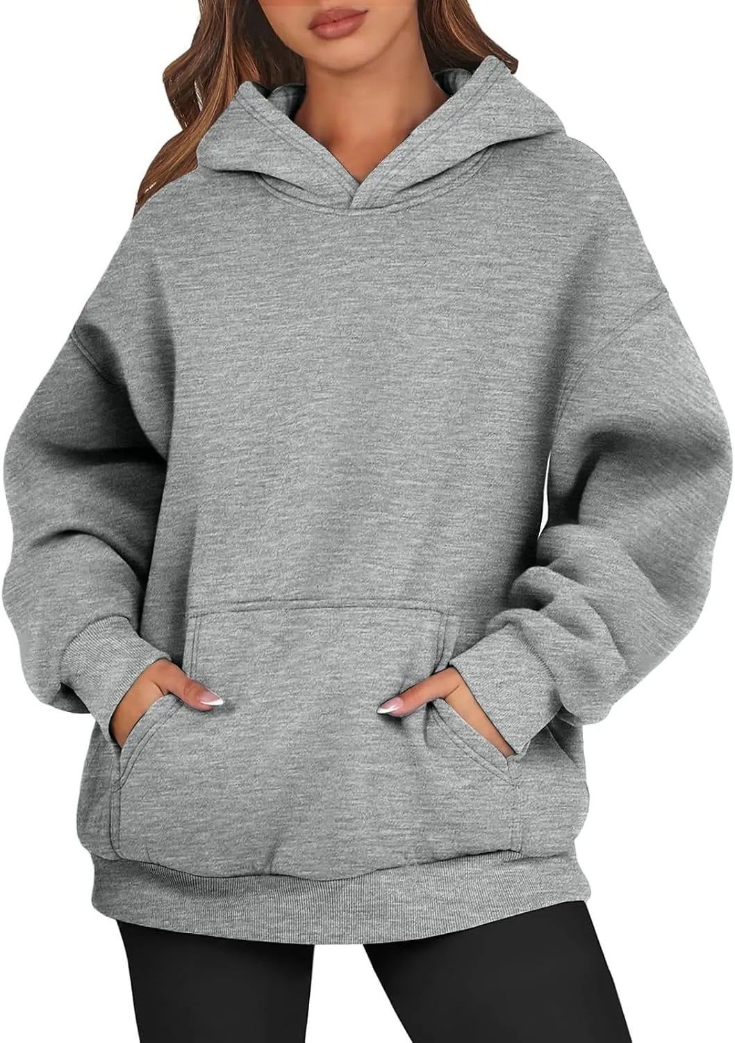 Hoodies For Women, Long Sleeve Oversized Fall Fashion Pullover Tops Casual Holiday Plain Sweatshirts With Pockets