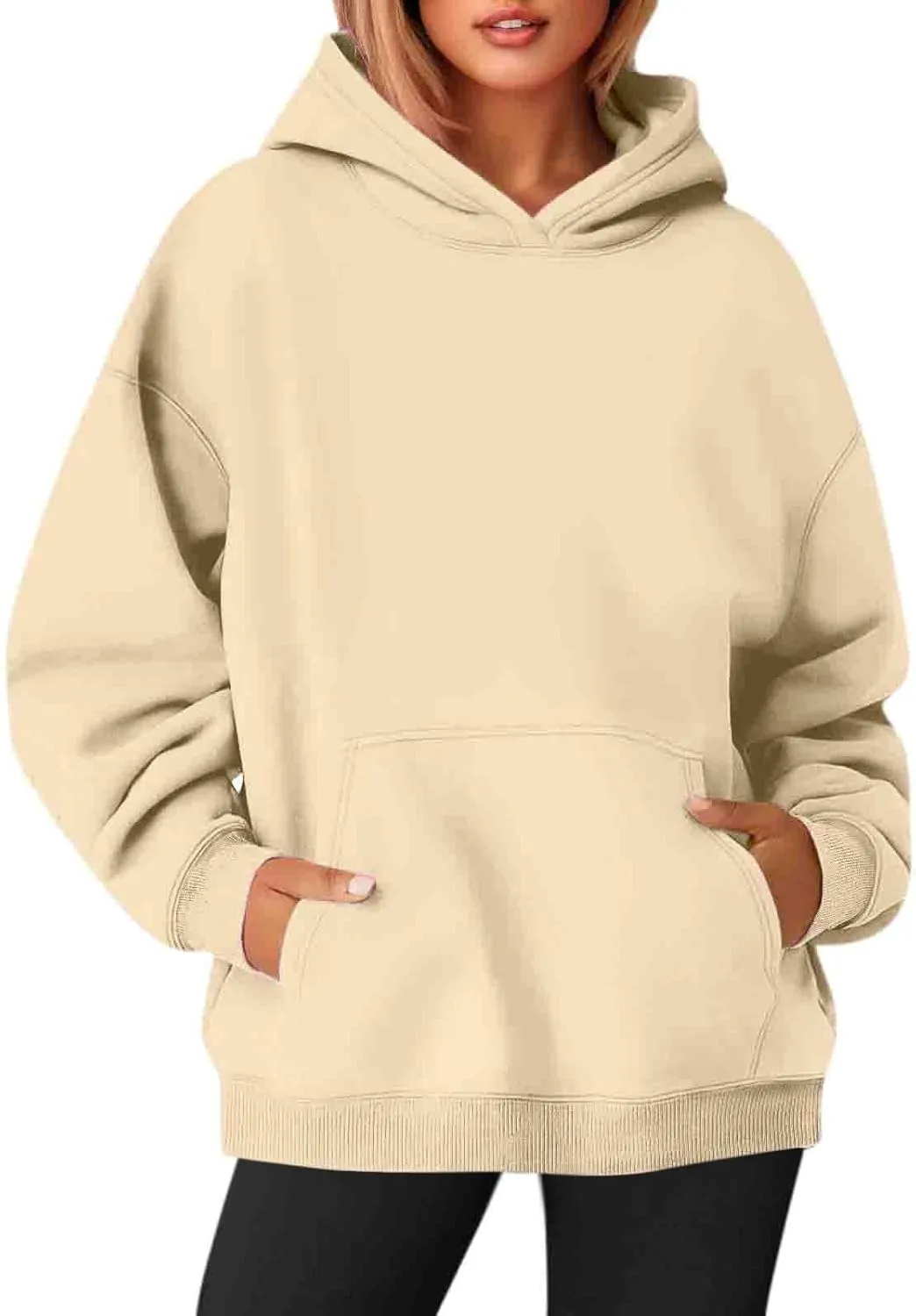 Hoodies For Women, Long Sleeve Oversized Fall Fashion Pullover Tops Casual Holiday Plain Sweatshirts With Pockets