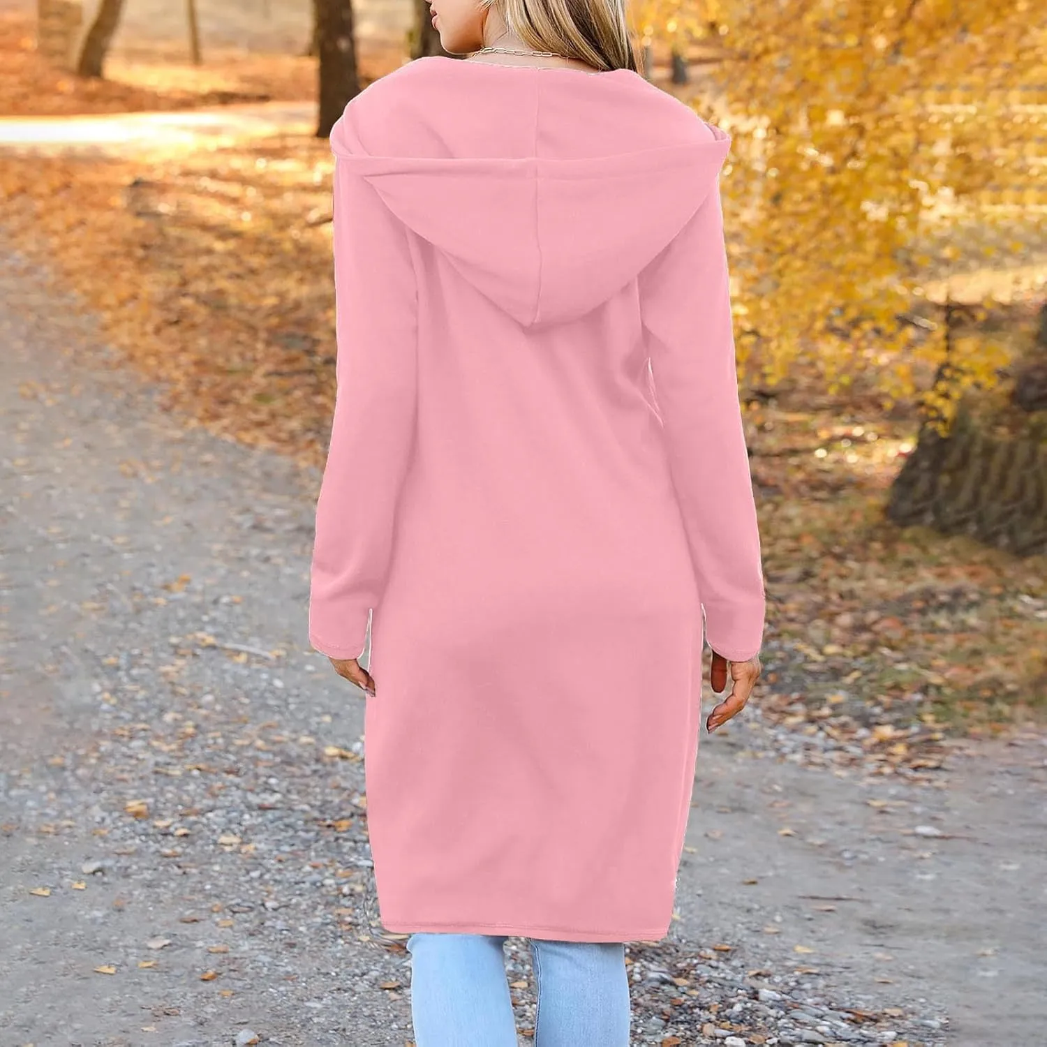 Hoodies for Women Oversized Cardigan Zip Up Casual Hooded Sweatshirt Fall Fashion Fleece Long Hoodies with Pocket
