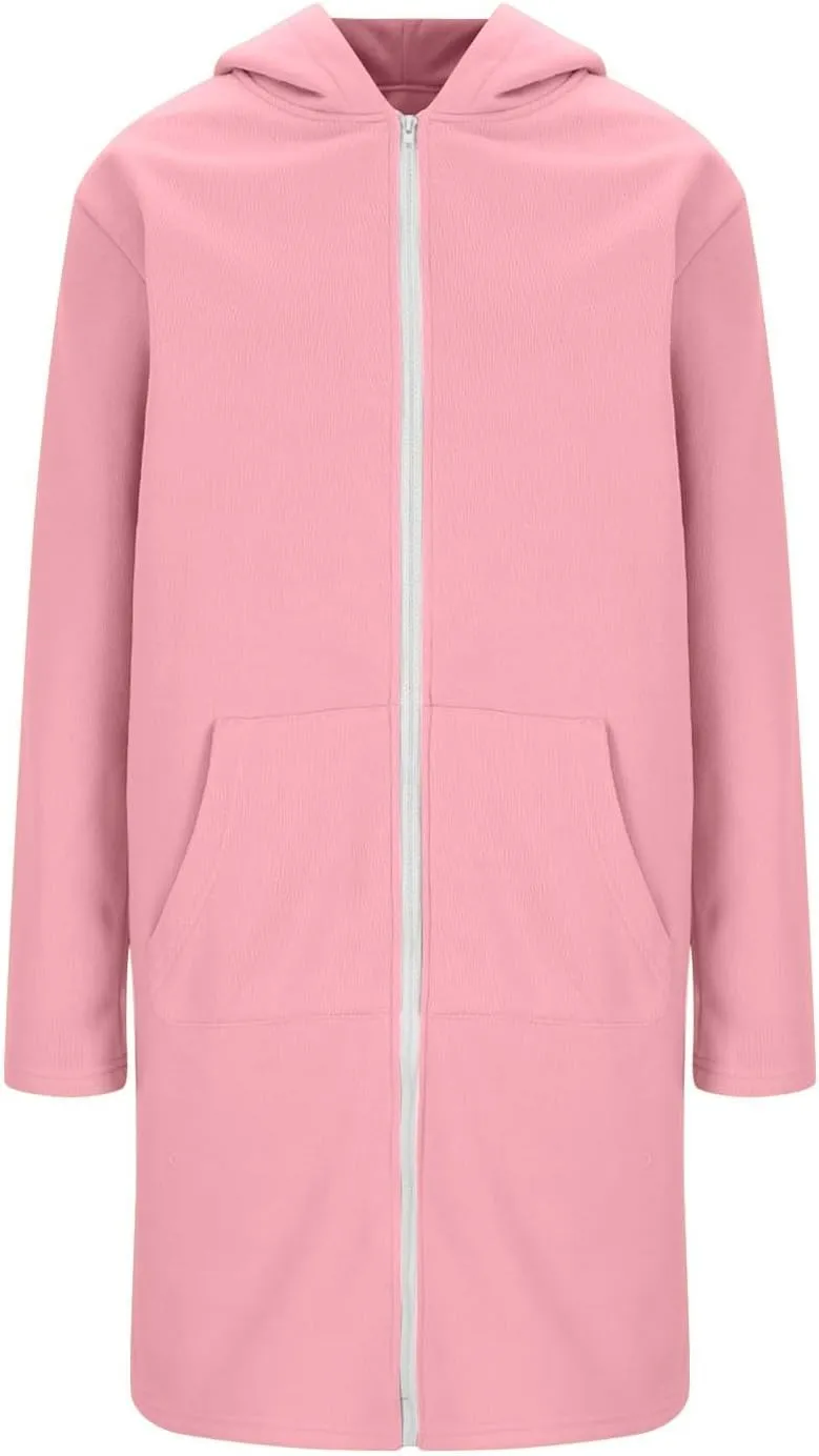 Hoodies for Women Oversized Cardigan Zip Up Casual Hooded Sweatshirt Fall Fashion Fleece Long Hoodies with Pocket
