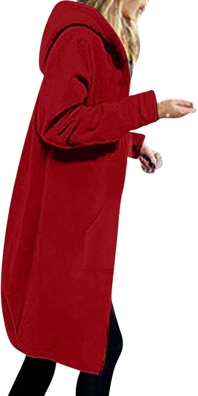 Hoodies for Women Oversized Cardigan Zip Up Casual Hooded Sweatshirt Fall Fashion Fleece Long Hoodies with Pocket
