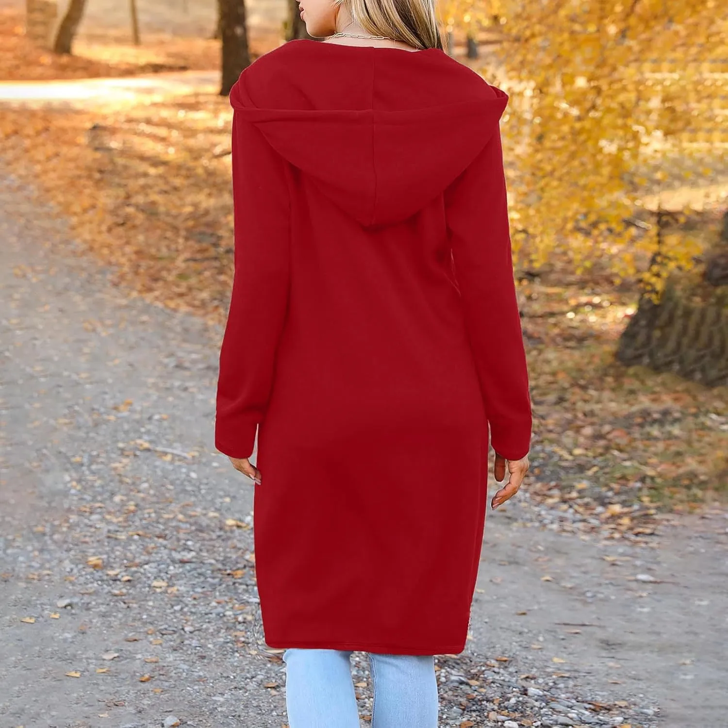 Hoodies for Women Oversized Cardigan Zip Up Casual Hooded Sweatshirt Fall Fashion Fleece Long Hoodies with Pocket