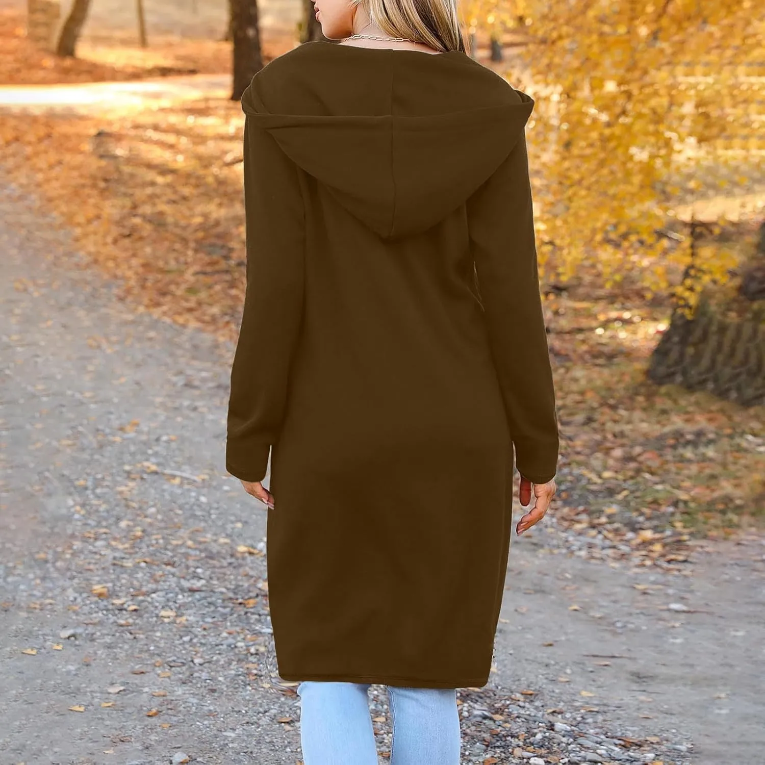Hoodies for Women Oversized Cardigan Zip Up Casual Hooded Sweatshirt Fall Fashion Fleece Long Hoodies with Pocket