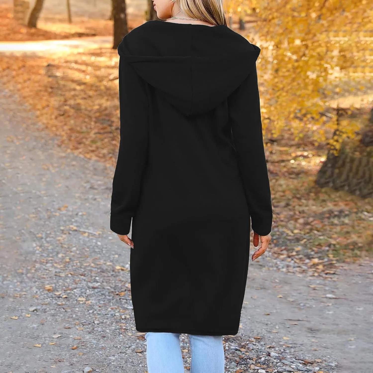 Hoodies for Women Oversized Cardigan Zip Up Casual Hooded Sweatshirt Fall Fashion Fleece Long Hoodies with Pocket
