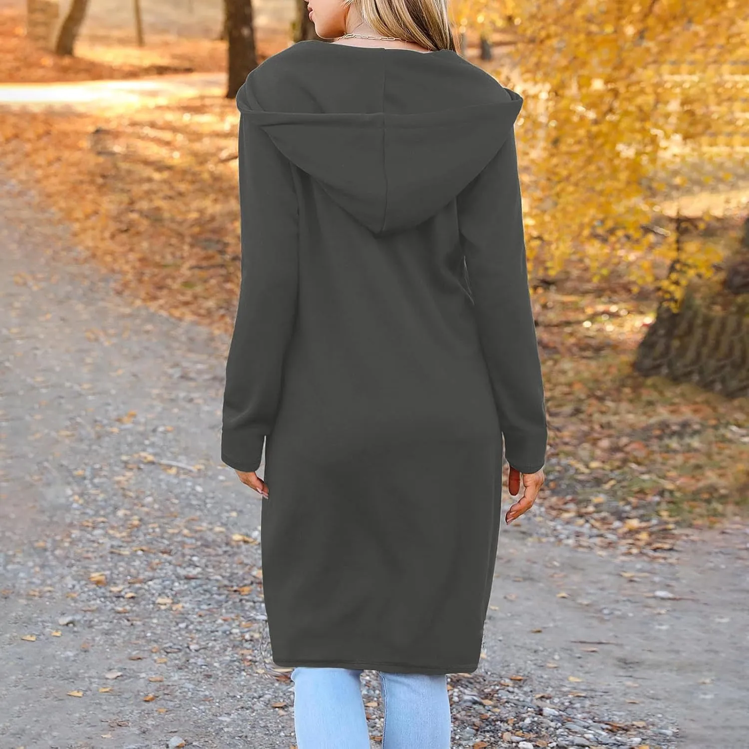 Hoodies for Women Oversized Cardigan Zip Up Casual Hooded Sweatshirt Fall Fashion Fleece Long Hoodies with Pocket