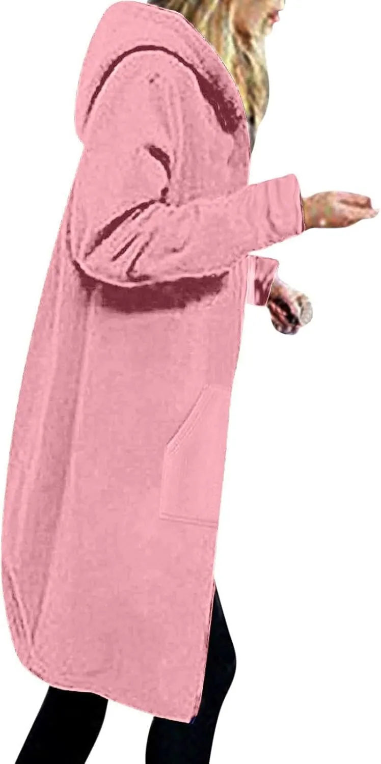 Hoodies for Women Oversized Cardigan Zip Up Casual Hooded Sweatshirt Fall Fashion Fleece Long Hoodies with Pocket
