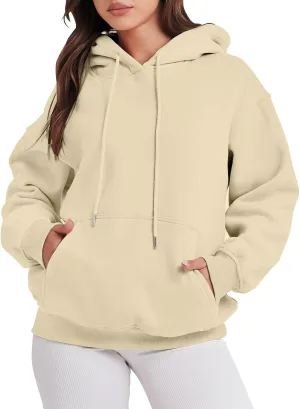 Hoodies for Women Oversized Solid Color Long Sleeve Hooded Sweater Basic Pullover Sweatshirts with Pocket