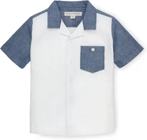 Hope & Henry Boys' Linen Short Sleeve Button Down Shirt