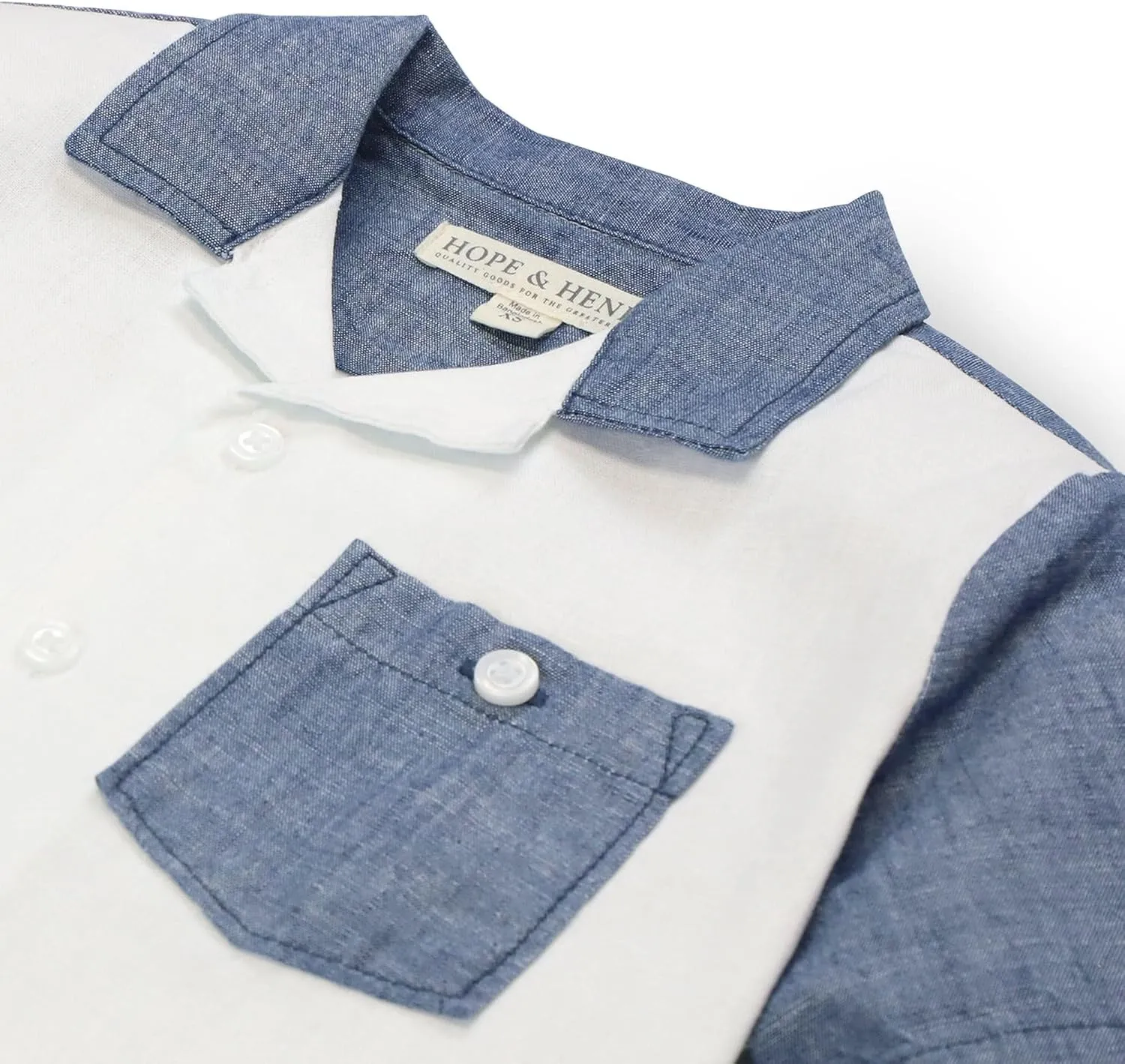 Hope & Henry Boys' Linen Short Sleeve Button Down Shirt