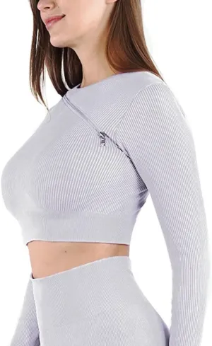 HSQMA Yoga Shirt for Women,Womens Long Sleeve Workout Shirts, Quick Dry Fitness Gym T Shirt, Breathable Athletic Gym Tops (Color : White/, Size : S/)