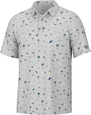 HUK Men's Pursuit Pattern, Performance Short Sleeve Polo Shirt