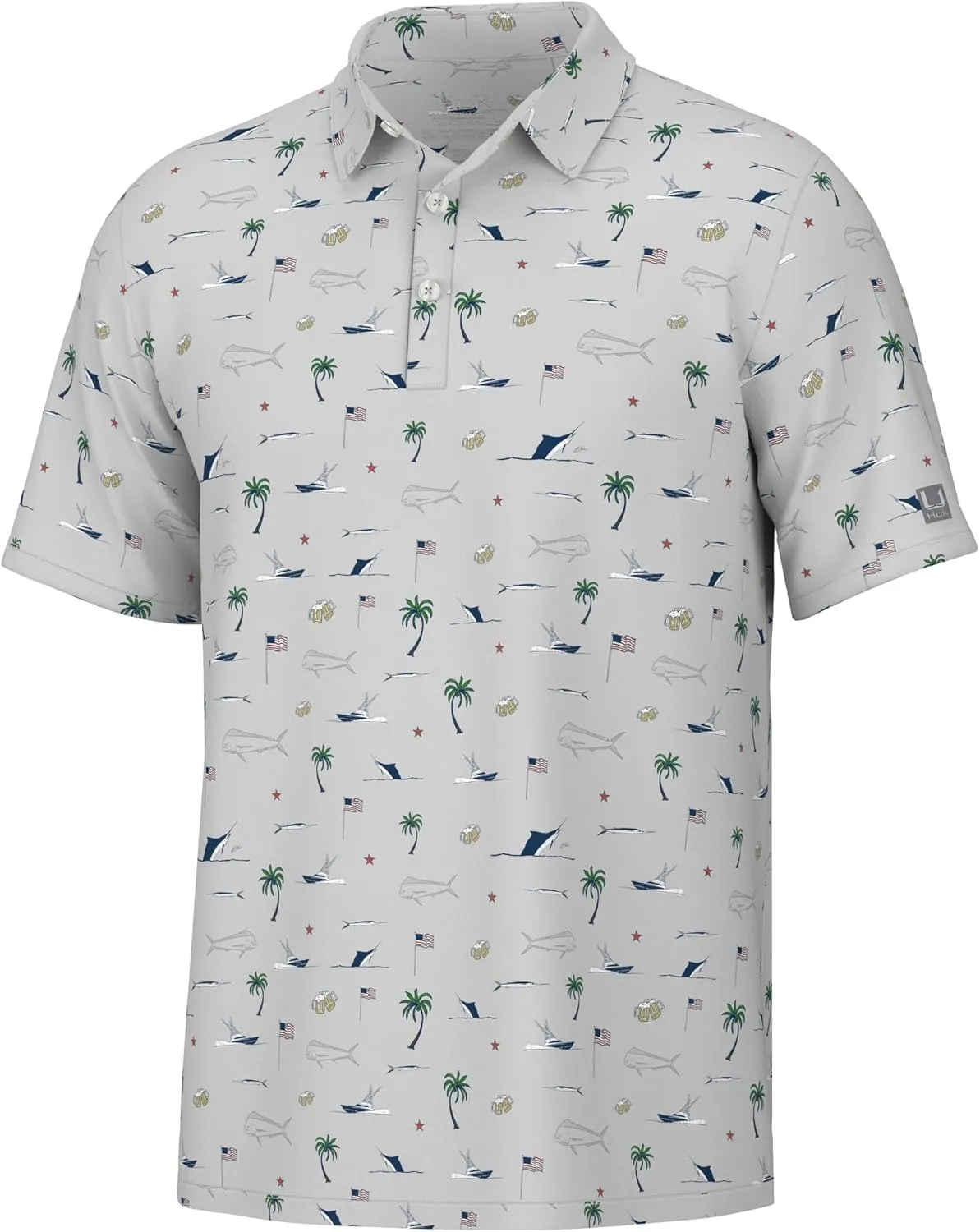 HUK Men's Pursuit Pattern, Performance Short Sleeve Polo Shirt
