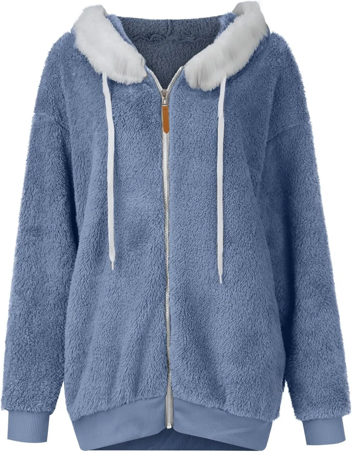 HXHYQKP Womens Fleece Zip Up Jacket Winter Coats Plus Size Jacket Hoodies Plush Warm Fuzzy Coat with Pockets