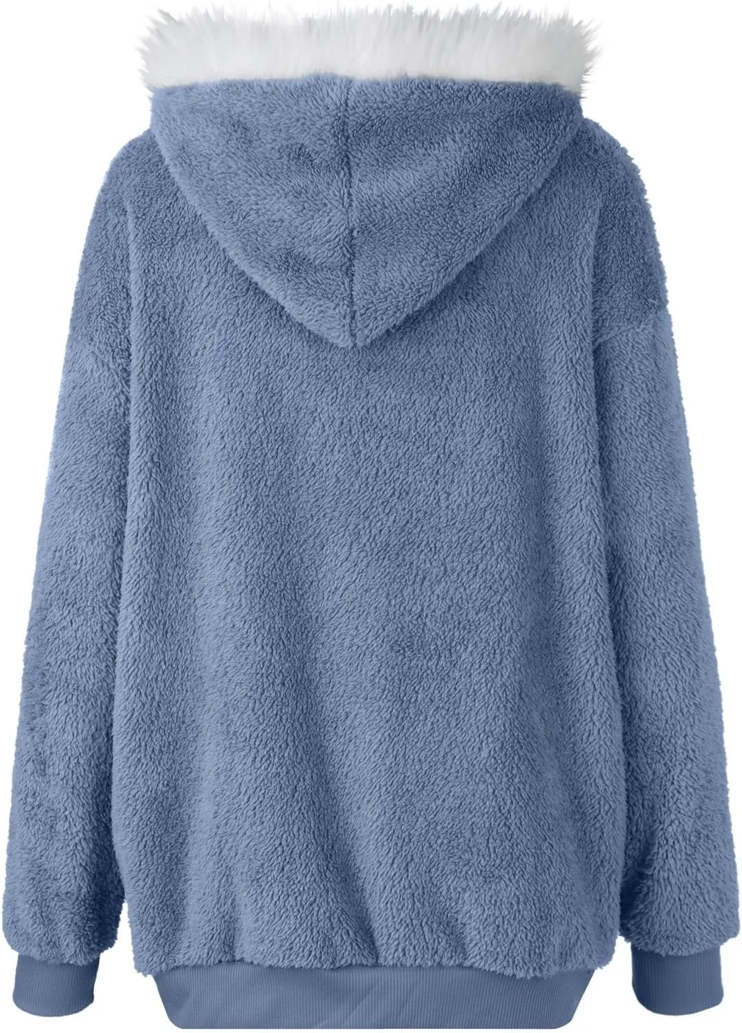 HXHYQKP Womens Fleece Zip Up Jacket Winter Coats Plus Size Jacket Hoodies Plush Warm Fuzzy Coat with Pockets