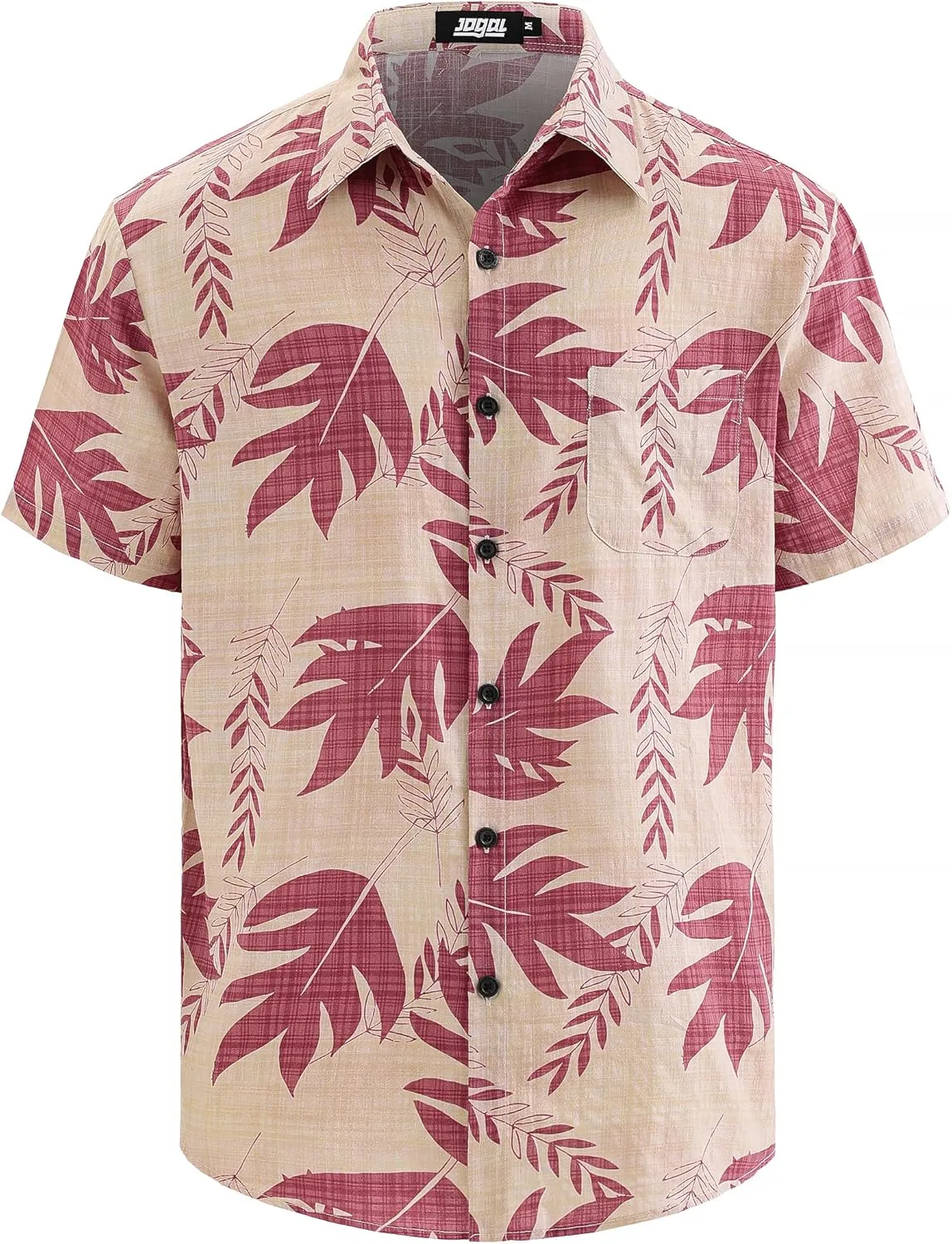 JOGAL Men's Flower Short Sleeve Button Down Hawaiian Shirt