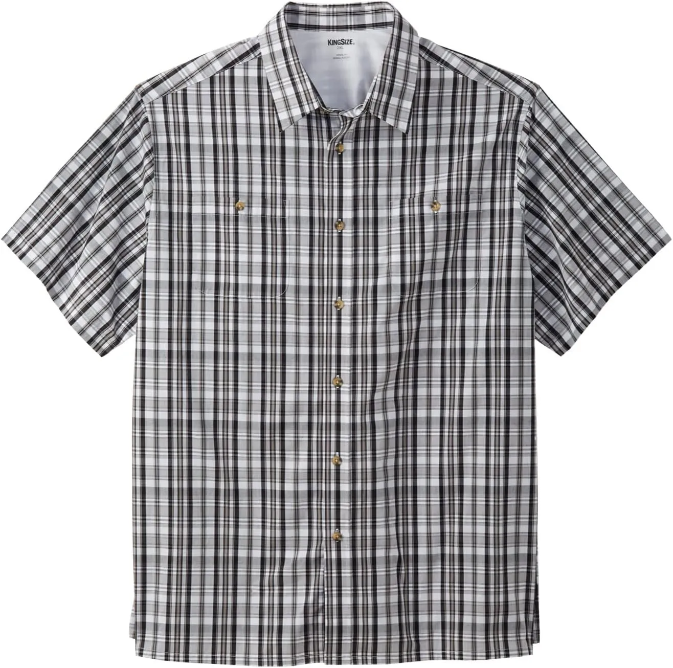 KingSize Men's Big & Tall Short-Sleeve Plaid Sport Shirt