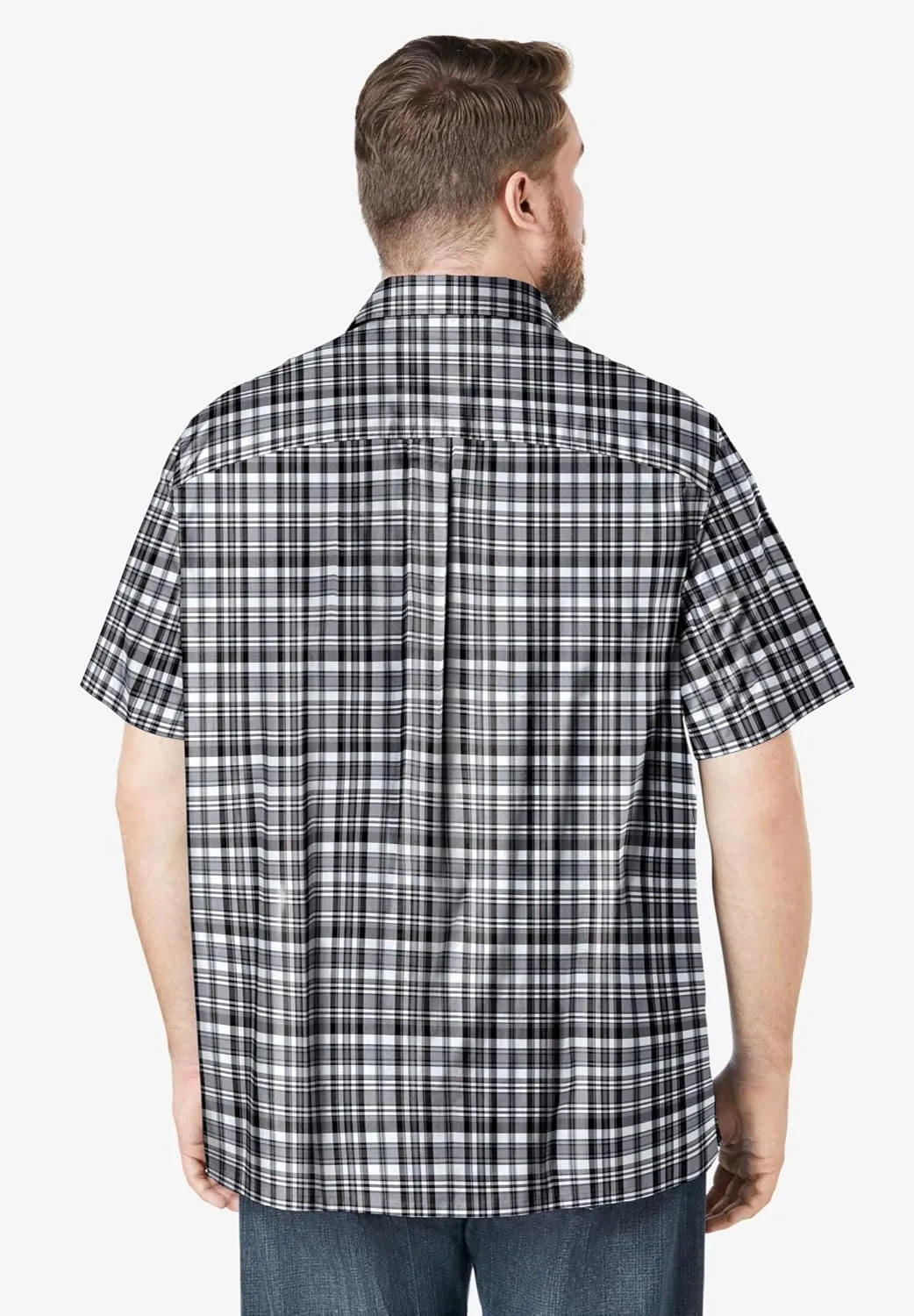 KingSize Men's Big & Tall Short-Sleeve Plaid Sport Shirt