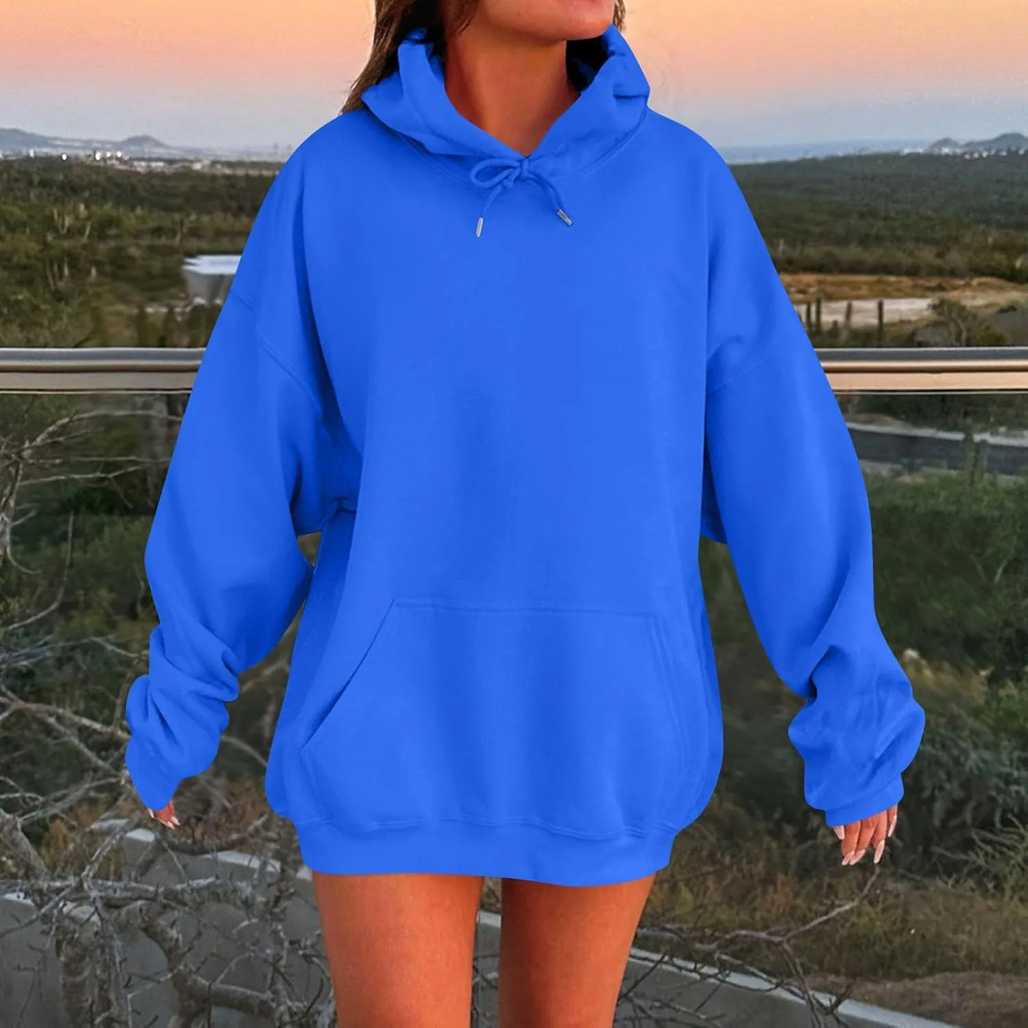 KUIOLYPOER Womens Oversized Hoodies Long Sleeve Hooded Plush Sweatshirt with Pocket 2025 Fashion Tops Trendy Outfits