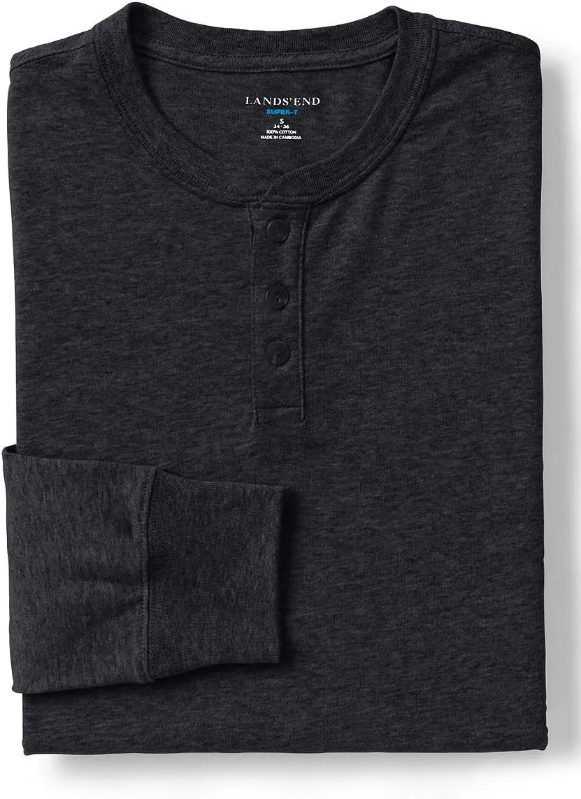 Lands' End Men's Super-T Long Sleeve Henley Shirt