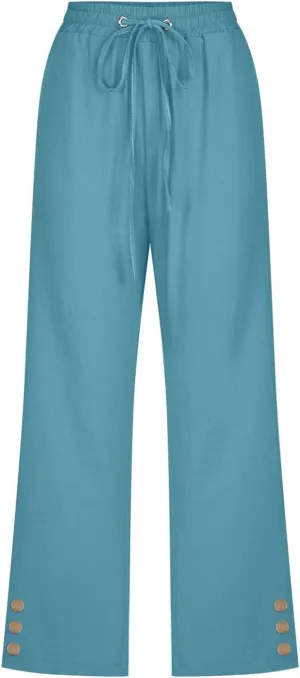 LCMTWX Capris for Women Pockets for Women Casual Stretch High Waisted Yoga Leggings Comfy Wide Leg Pants Womens Pull On