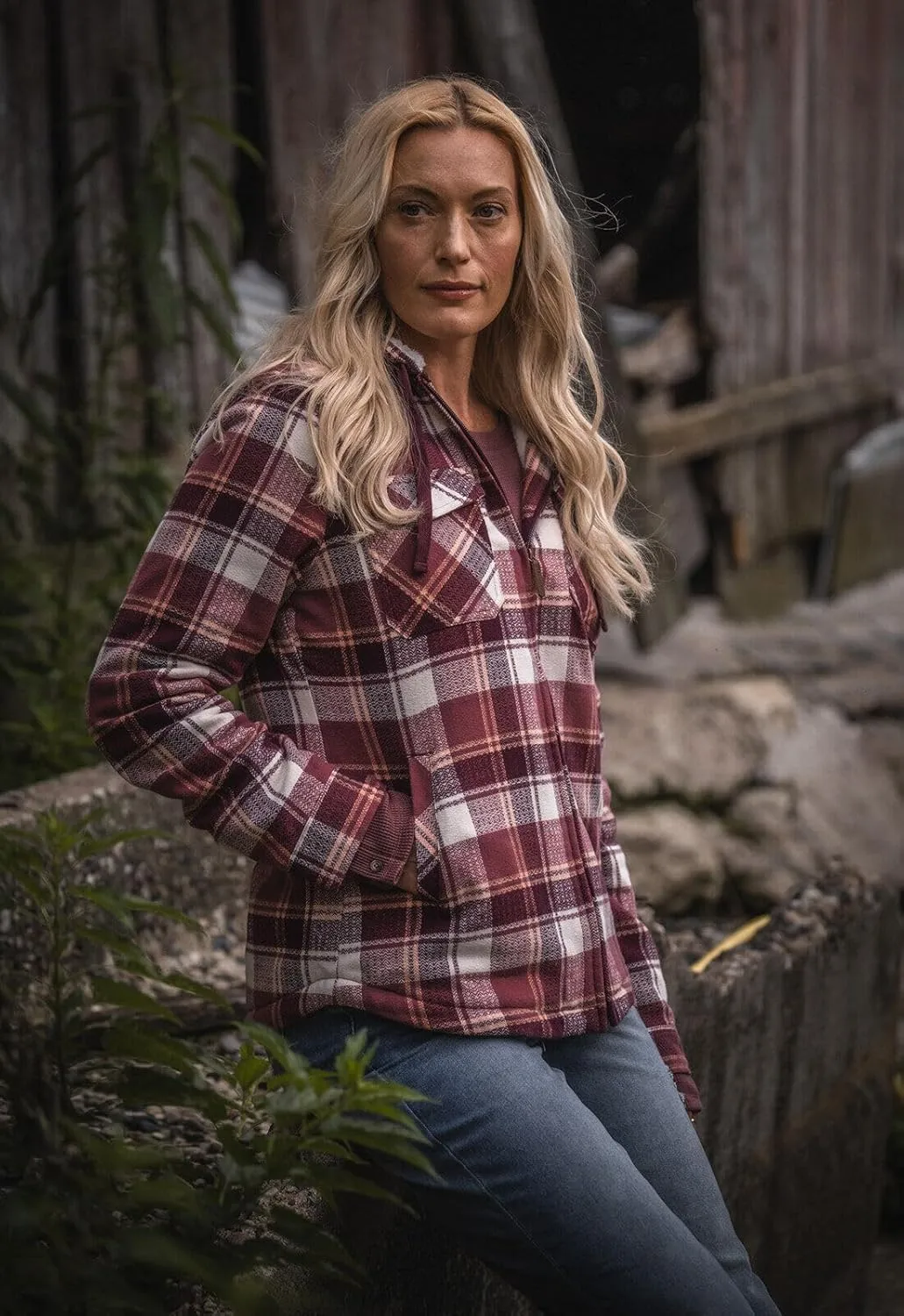 Legendary Whitetails Women's Woodland Berber Lined Hooded Shirt Jacket