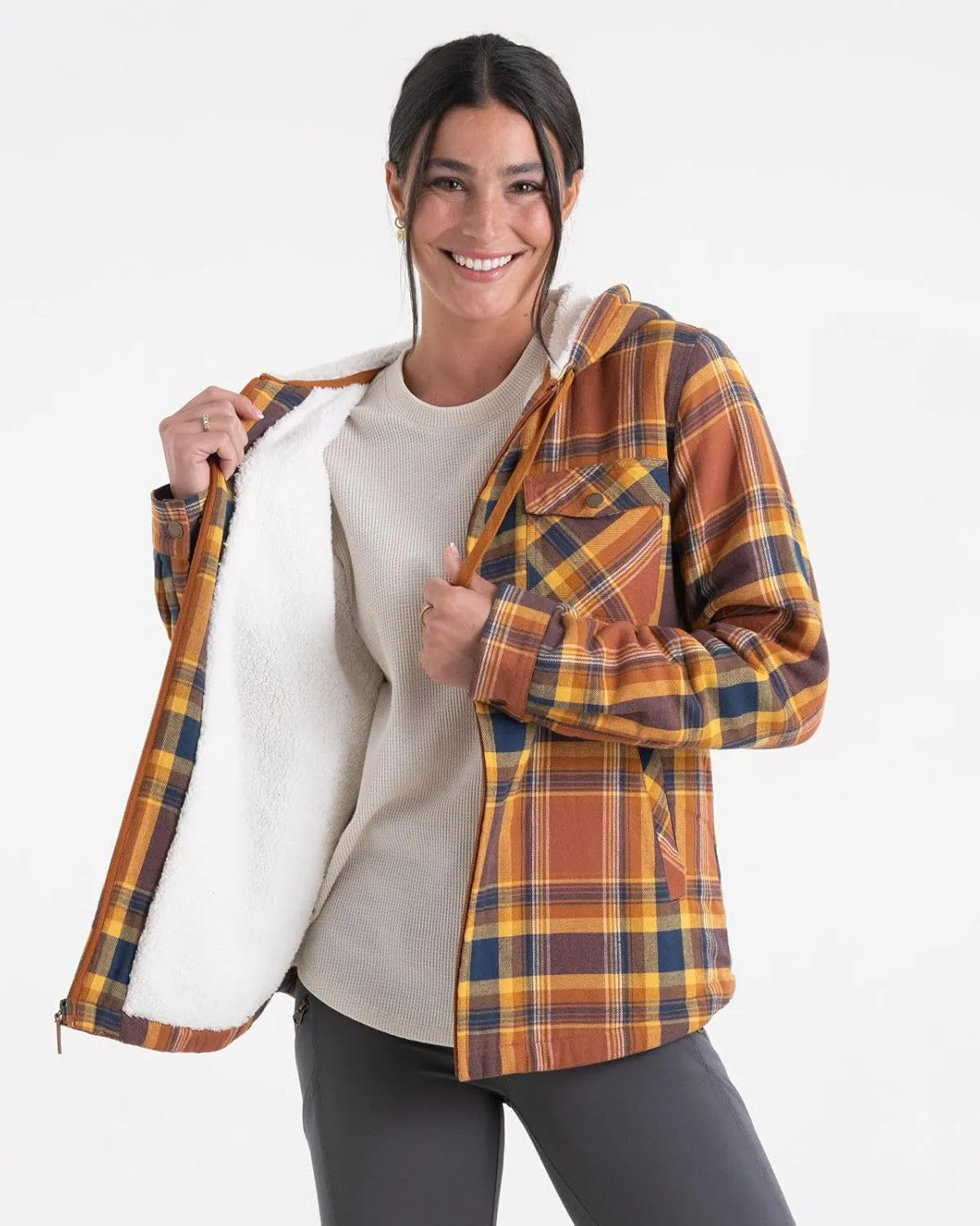 Legendary Whitetails Women's Woodland Berber Lined Hooded Shirt Jacket
