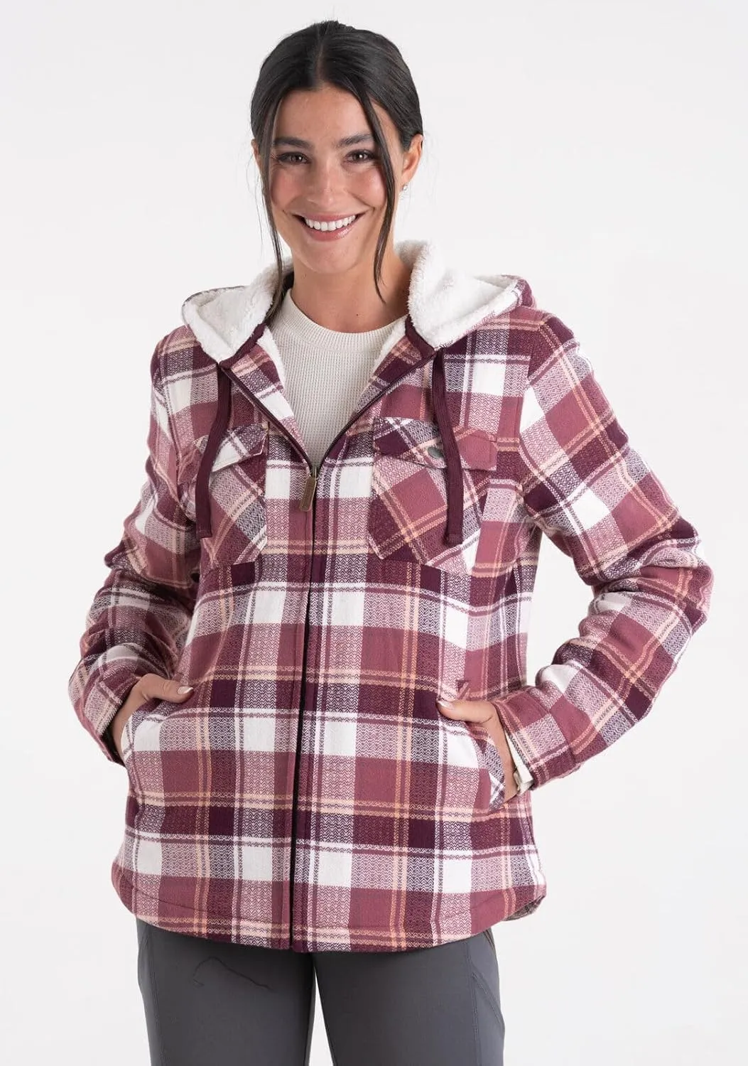 Legendary Whitetails Women's Woodland Berber Lined Hooded Shirt Jacket
