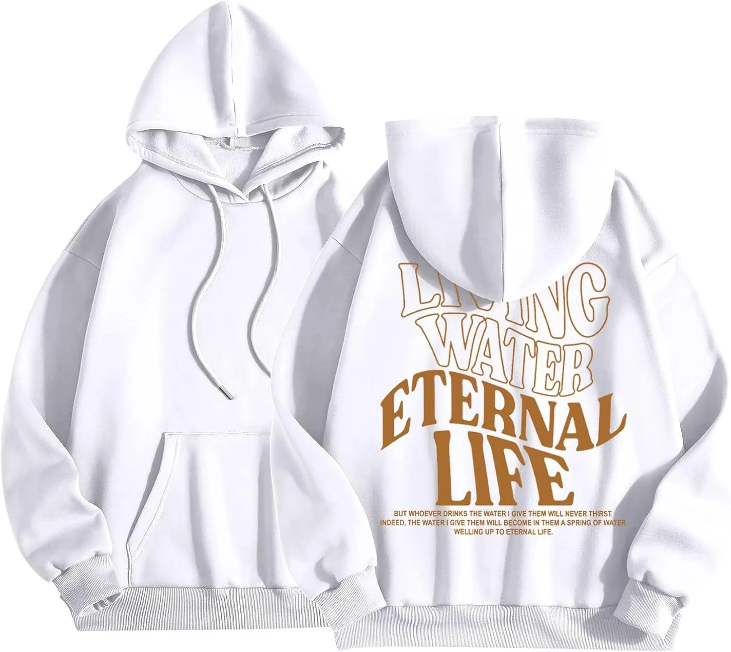 Living Water Eternal Life Christian Womens Hoodies Jesus Faith Graphic Oversized Long Sleeve Sweatshirts Fall Casual Pullover