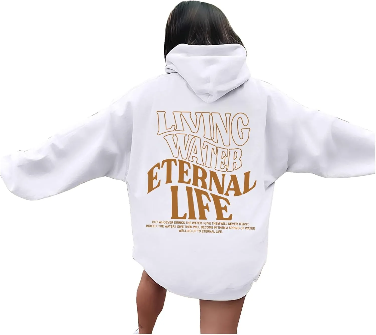 Living Water Eternal Life Christian Womens Hoodies Jesus Faith Graphic Oversized Long Sleeve Sweatshirts Fall Casual Pullover
