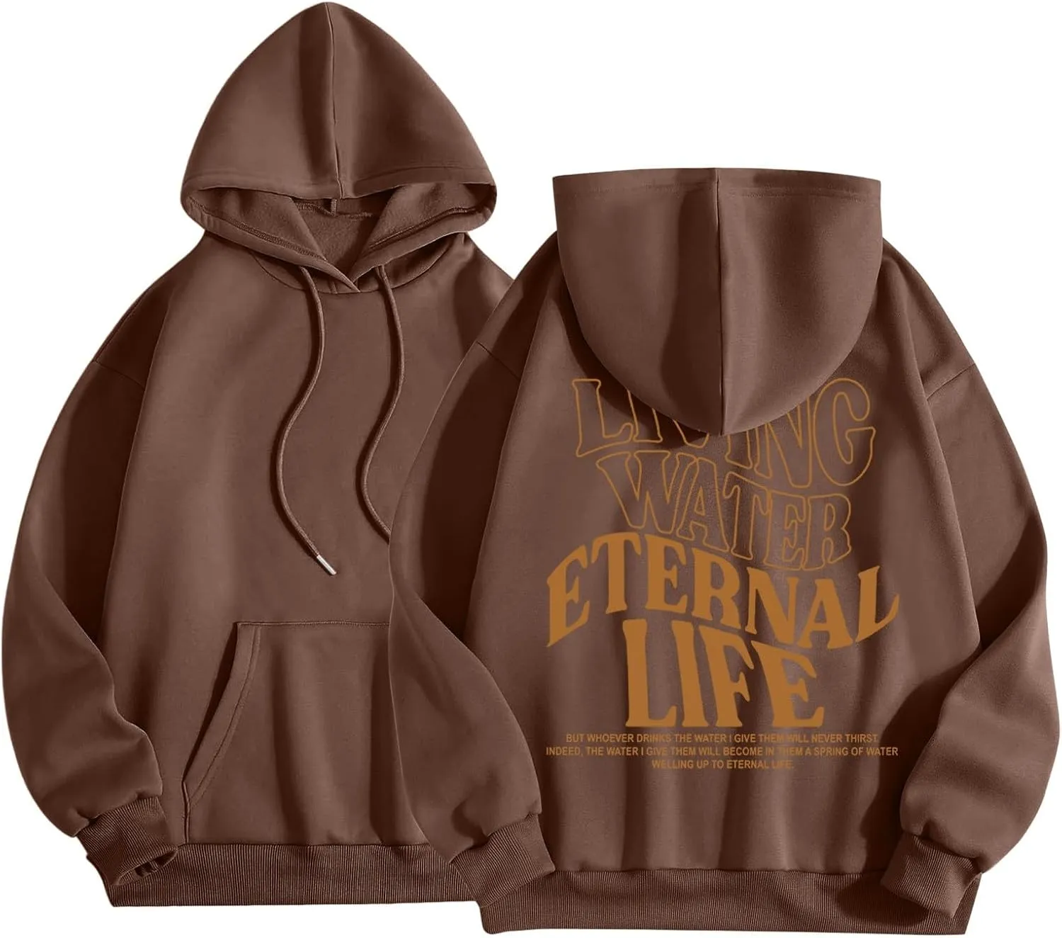 Living Water Eternal Life Christian Womens Hoodies Jesus Faith Graphic Oversized Long Sleeve Sweatshirts Fall Casual Pullover
