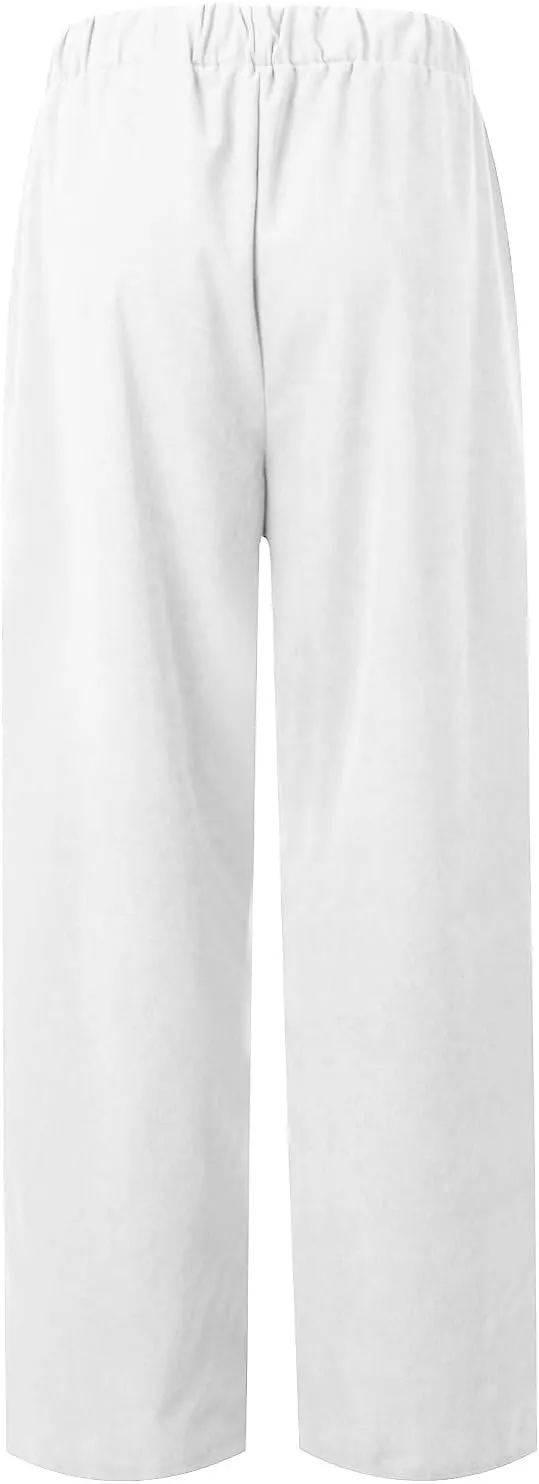 LOAIHA Corduroy Pants for Women Casual Drawstring Elastic High Waist Straight Leg Pants Trousers with Pockets