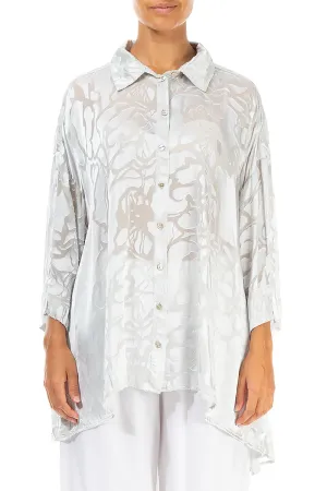 Loose Floral Light Grey Silk Shirt
