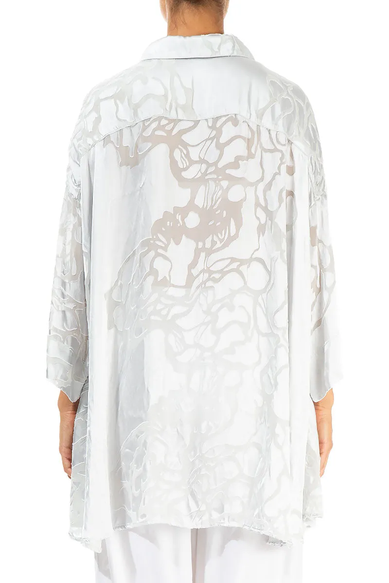 Loose Floral Light Grey Silk Shirt