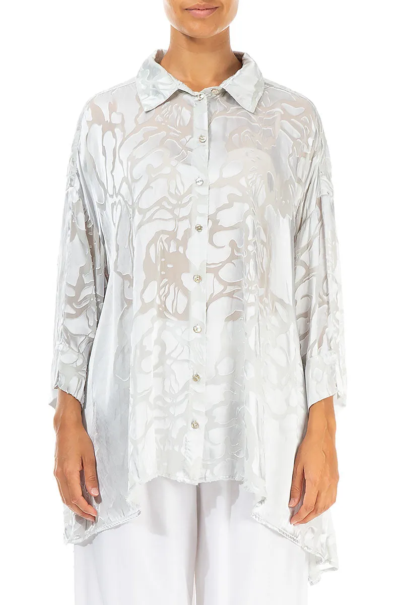 Loose Floral Light Grey Silk Shirt