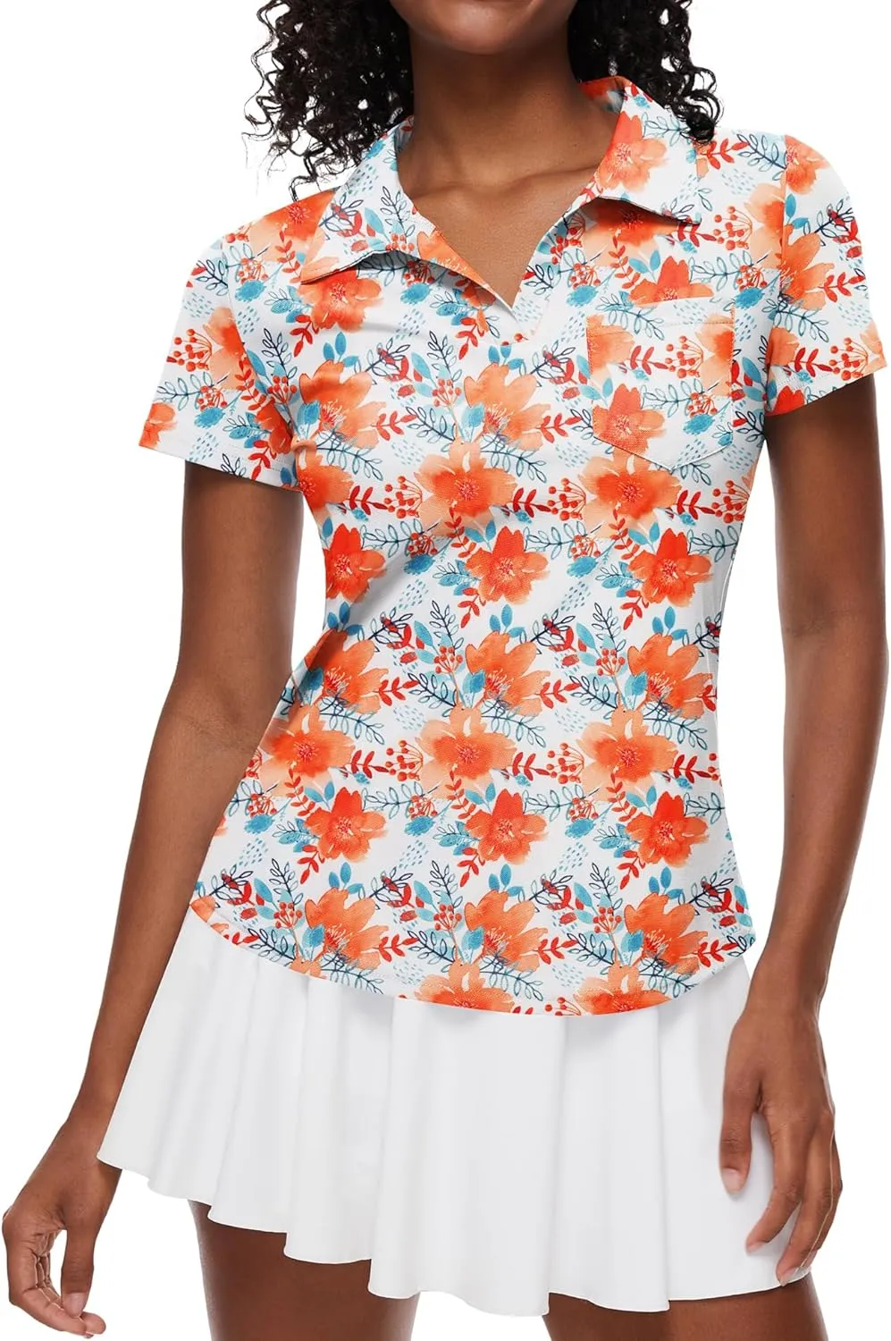 Loovoo Womens Golf Shirts Short Sleeve Collared V-Neck Casual Polos Quick Dry Workout Tennis Tops
