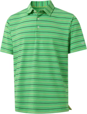 M MAELREG Golf Shirts for Men Short Sleeve Dry Fit Striped Performance Lightweight Moisture Wicking Collared Casual Golf Polo