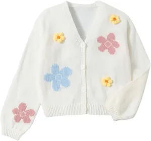 MakeMeChic Women's Casual Graphic Cardigan Long Sleeve V Neck Button Down Cardigan Sweater