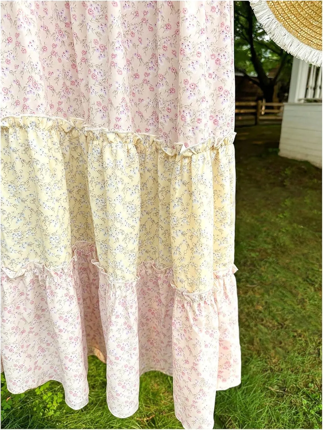 MakeMeChic Women's Plaid Print Tiered Layer A Line Ruffle Hem Loose Fit Casual Long Maxi Skirts