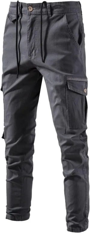 Mans Versatile Cargo Sweatpants Lightweight Solid Color Trouser Outdoor Military Multi Pocket Fashion Leisure Hiking Overalls