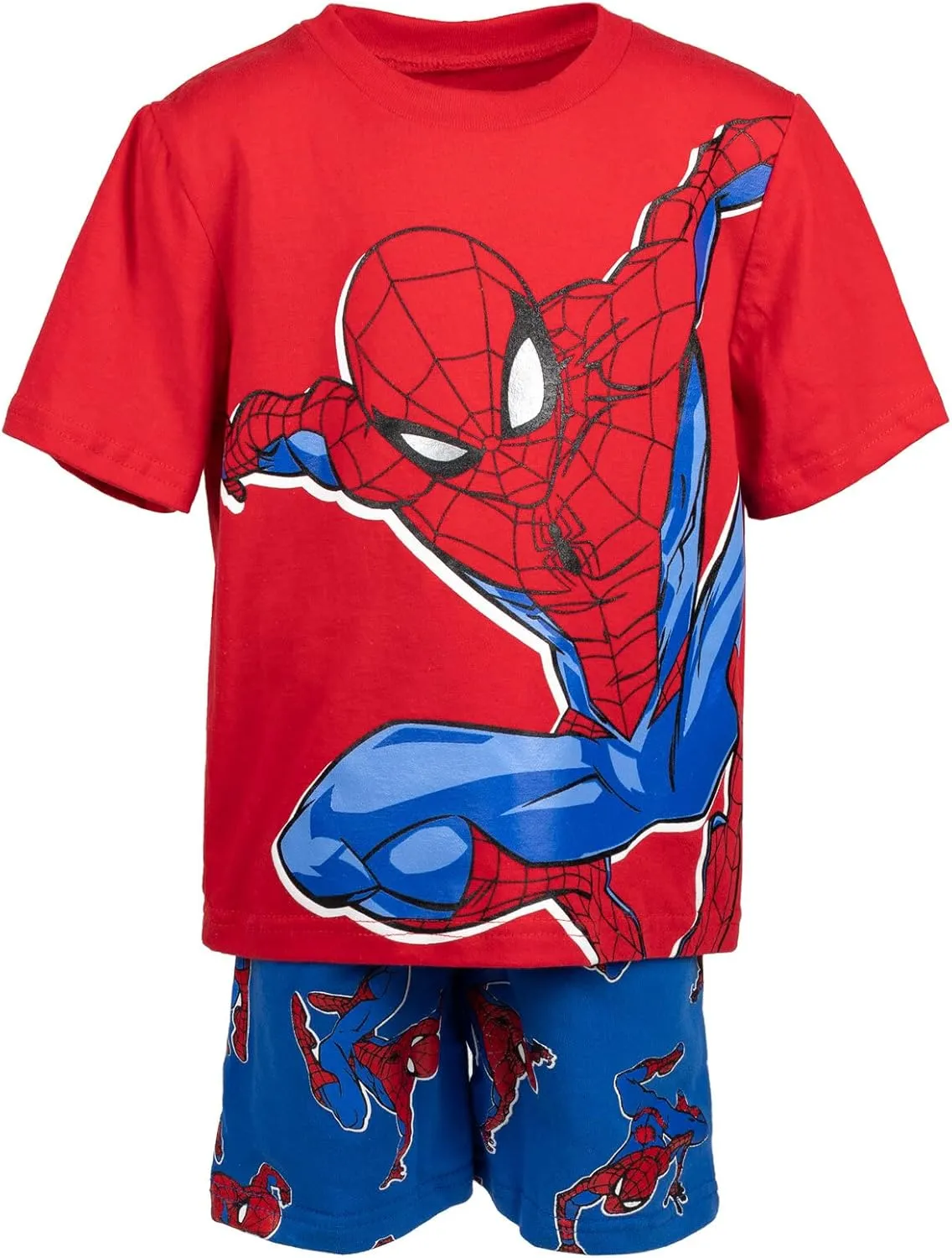 Marvel Spider-Man T-Shirt and French Terry Shorts Outfit Set Toddler to Big Kid Sizes (2T - 10-12)