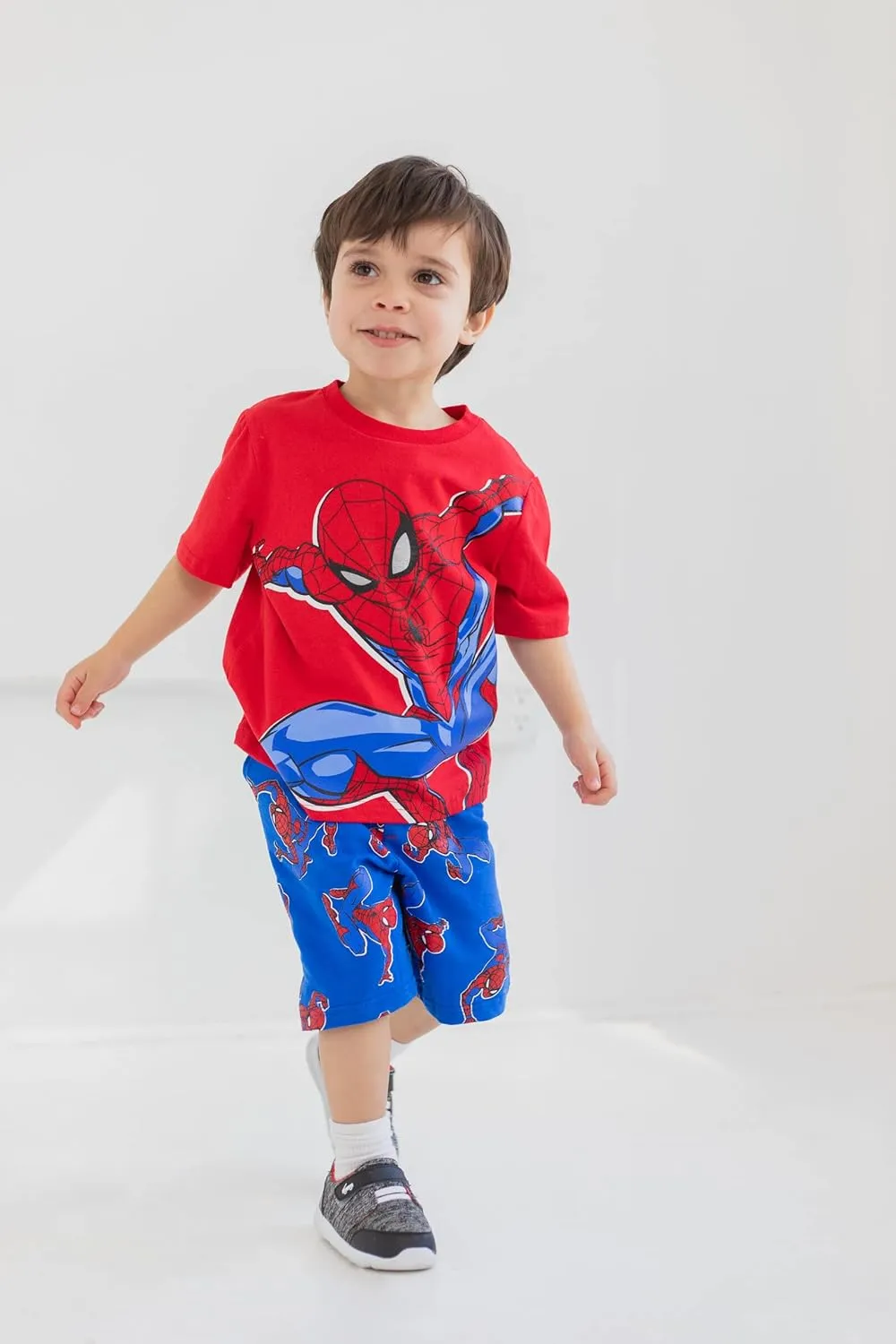 Marvel Spider-Man T-Shirt and French Terry Shorts Outfit Set Toddler to Big Kid Sizes (2T - 10-12)