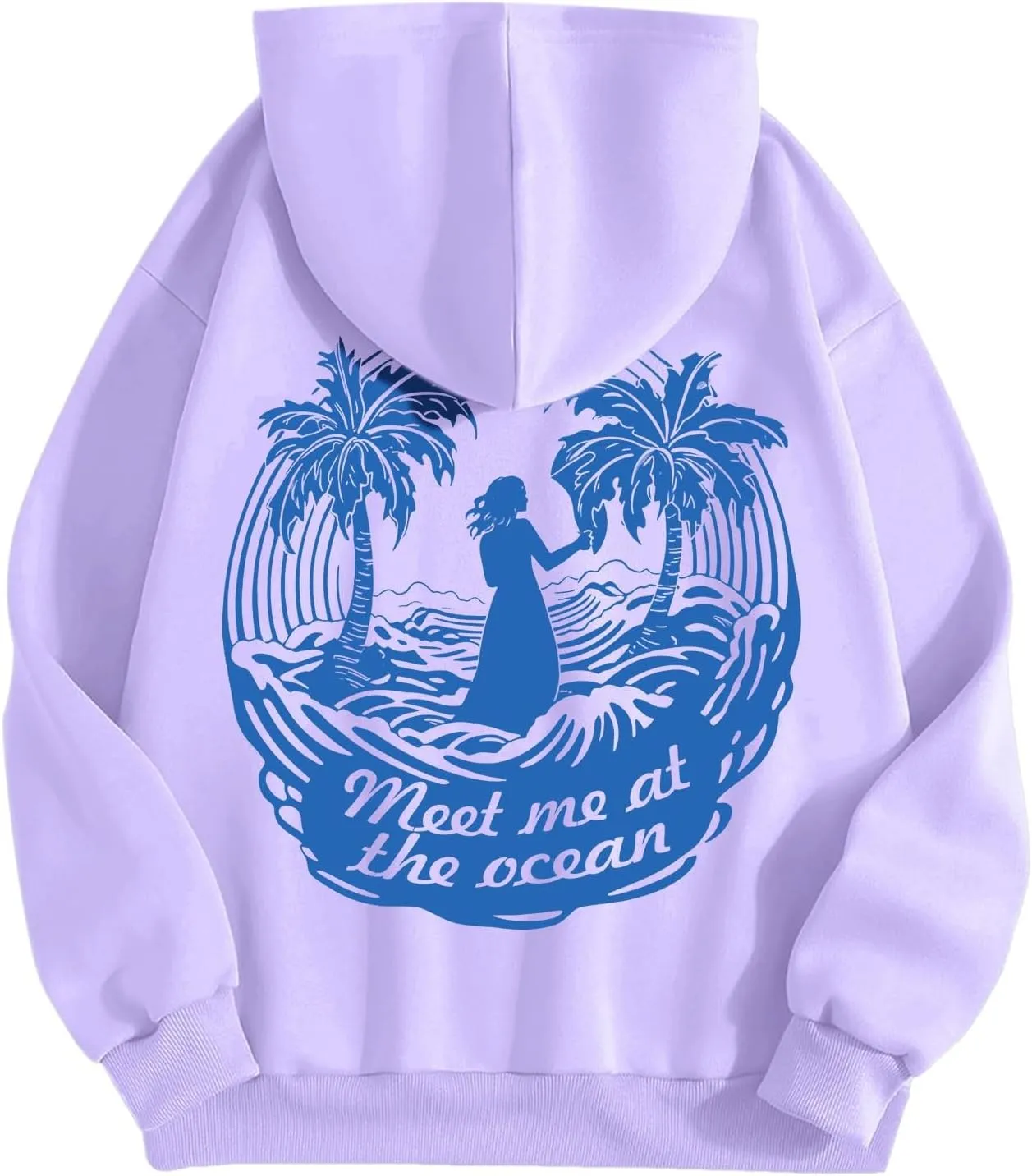 Meet Me at The Ocean Oversized Hoodies for Women Casual Drawstring Sweatshirt Fashion Long Sleeve Pullover