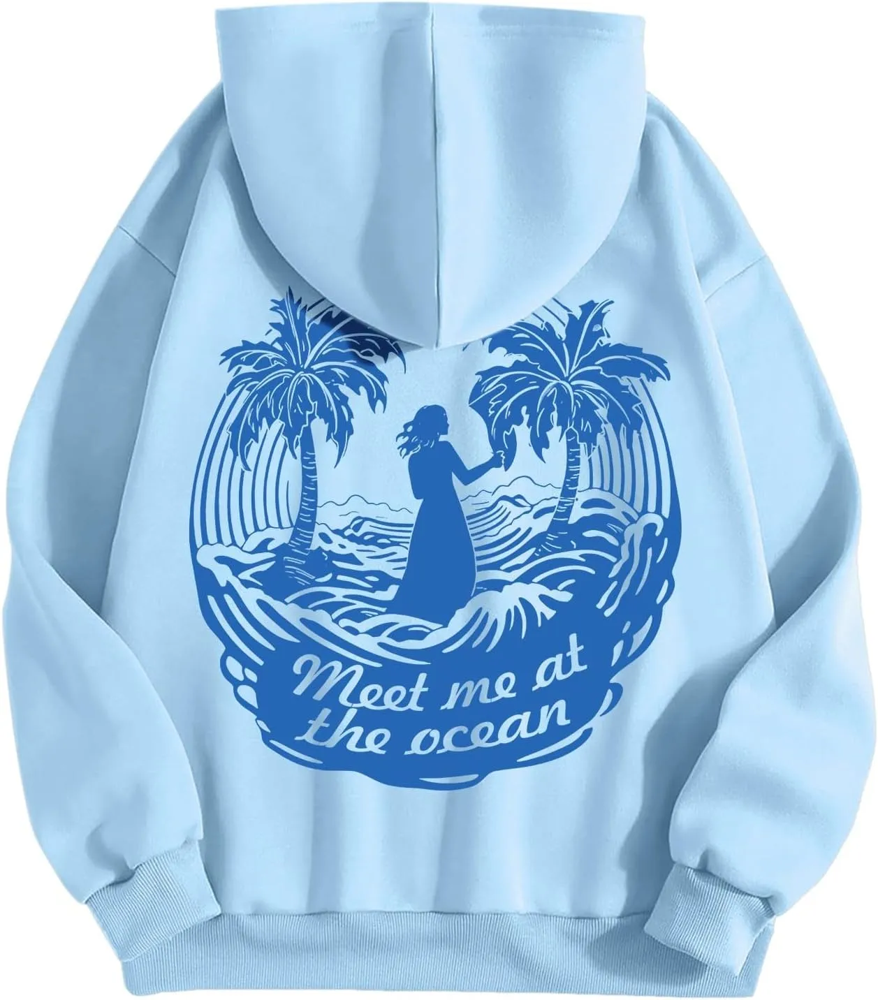 Meet Me at The Ocean Oversized Hoodies for Women Casual Drawstring Sweatshirt Fashion Long Sleeve Pullover