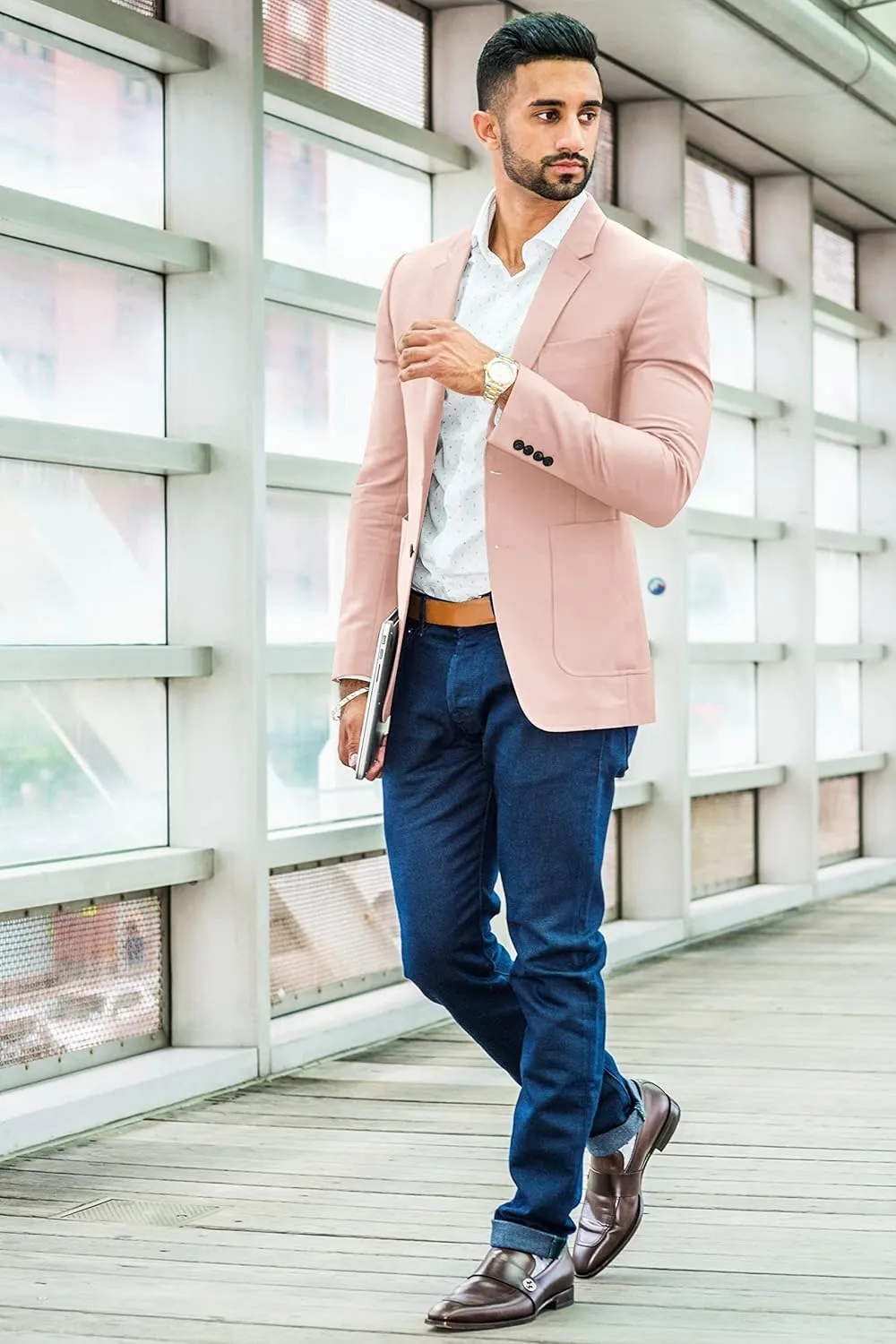 Men's Blazer 2 Button Long Sleeve Regular Fit Suit Sport Coat Jacket Business Casual Lightweight Sport Coat